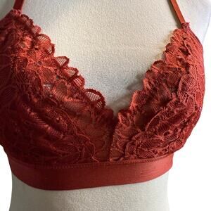 Aerie Lace Racerback Bralette, Rust Red, Size Large
